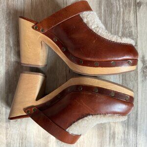 Madewell Shearling and Leather Heeled Clog